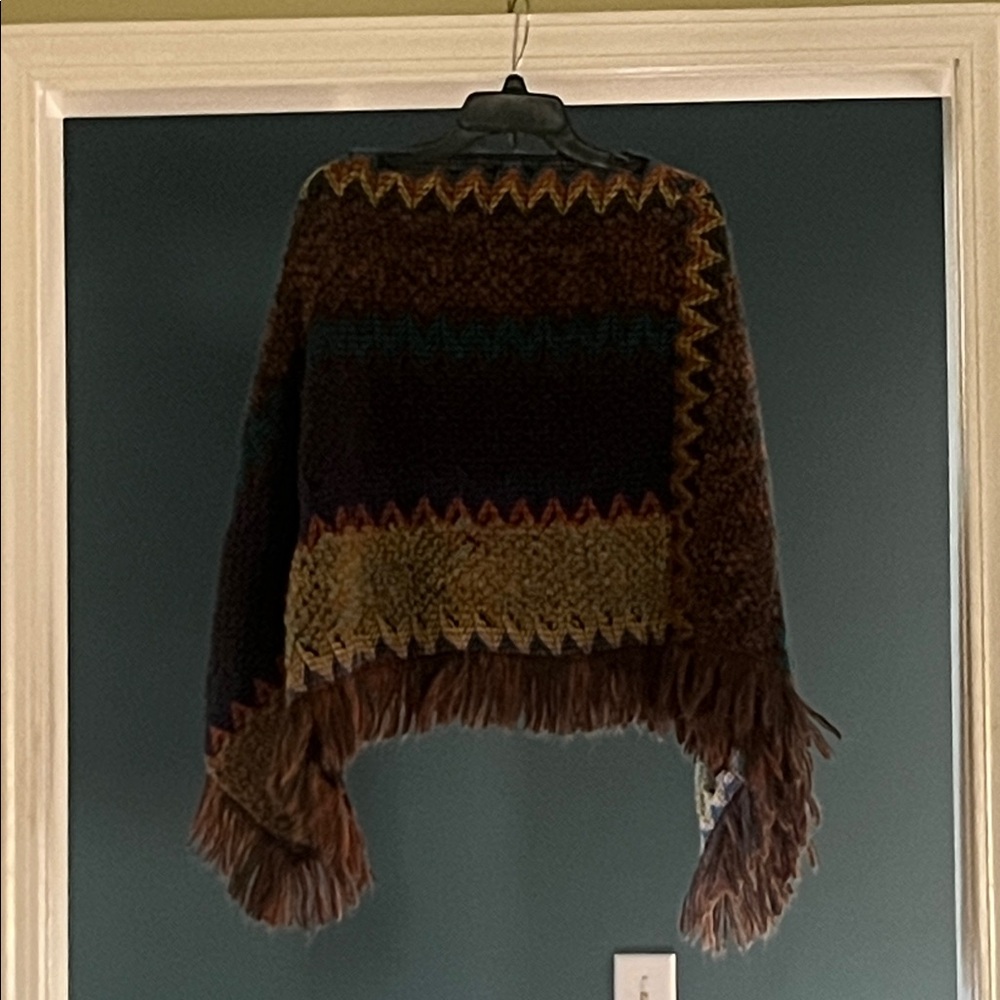 Source Unknown Multicolor Zigzag Poncho - image 3